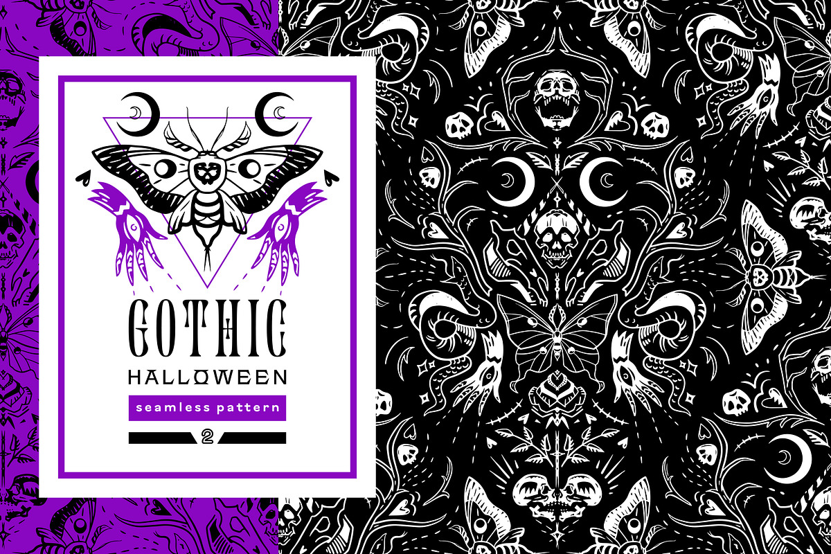 Gothic Halloween seamless patterns, a Pattern Graphic by OlgaSoi007 (Photo 1 of 7)