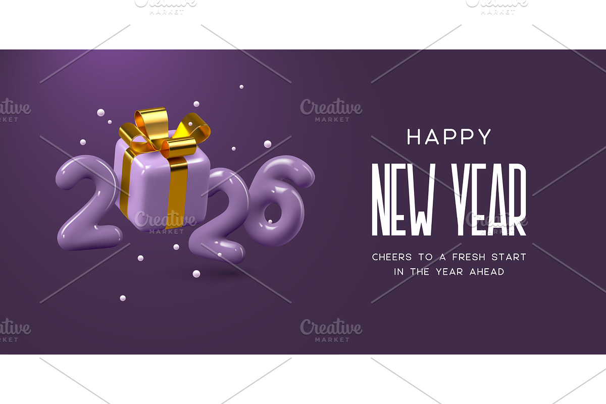 2026 New Year greeting vector, an Object Illustration by Liudmyla Matviiets
