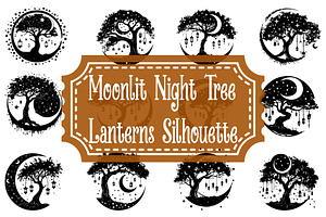 Moonlit Dream Tree Silhouette Pack, an Illustration by Designer_Momina