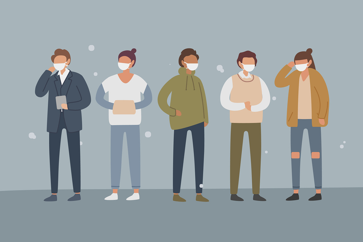 People wearing face masks, a Healthcare Illustration by Good Studio (Photo 2 of 3)