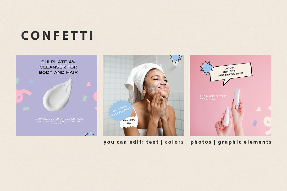 Canva Confetti Instagram Templates, a Social Media Template by anastasiia.art (Photo 2 of 4)
