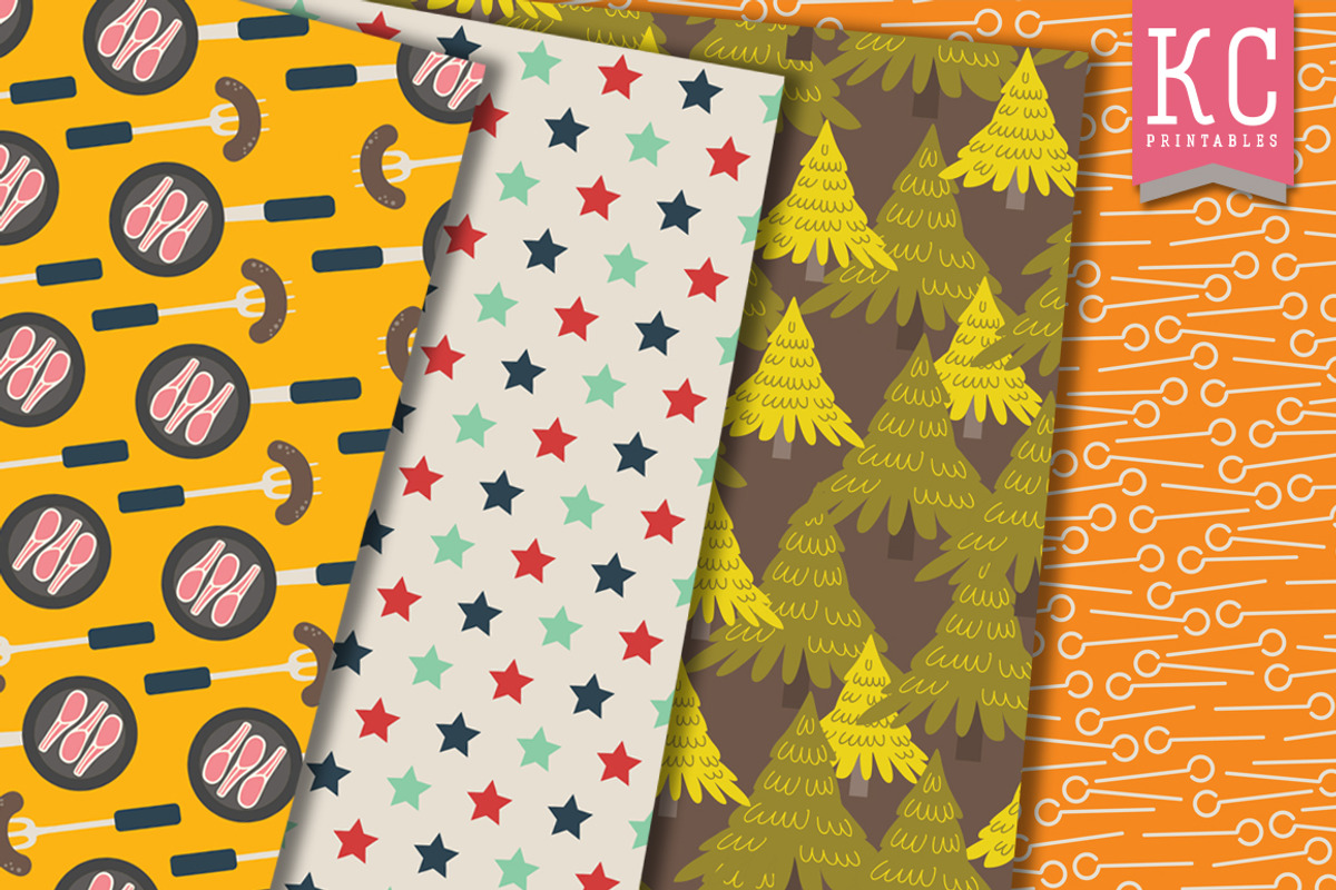 Camping clip art pack with papers, an Illustration by Katy Clemmans (Photo 4 of 5)