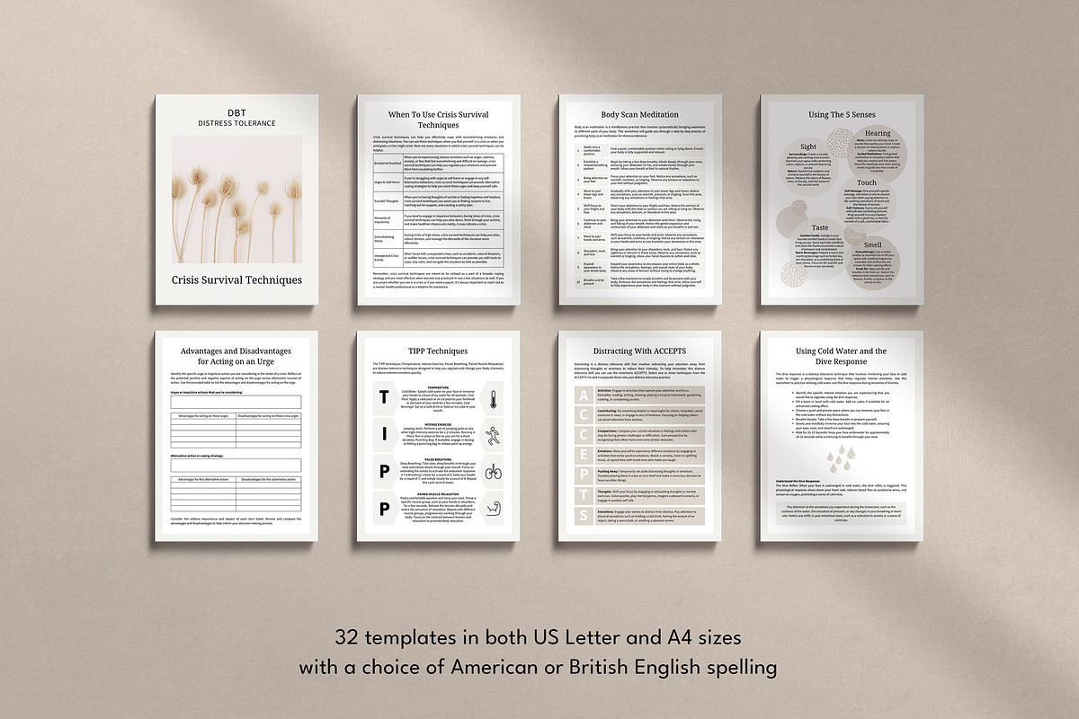 DBT Crisis Survival Canva Templates, a Templates & Theme by Miri Campbell (Photo 4 of 9)