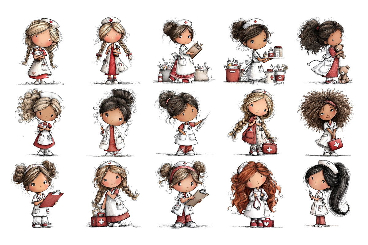 Nurse Clipart PNG Medical Girls Set, a Person Illustration by Nicolle's Colorful Art (Photo 2 of 4)