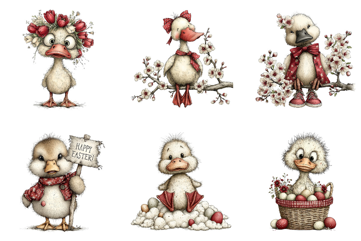 Cute Easter Ducks Clipart, an Illustration by CreationArt (Photo 2 of 7)