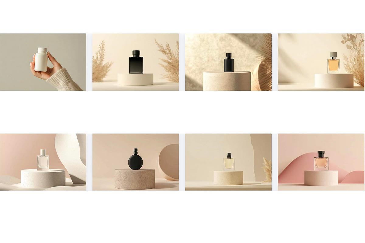 Perfume Bottle Mockup on Podium, a Presentation Template by VetalStock (Photo 2 of 3)
