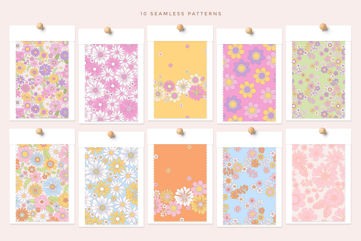 Pretty Floral Patterns & Clipart, a Pattern Graphic by Inna Moreva (Photo 2 of 12)
