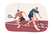 Squash players at sports court set, a Sport Illustration by Good Studio (Thumbnail 3 of 5)