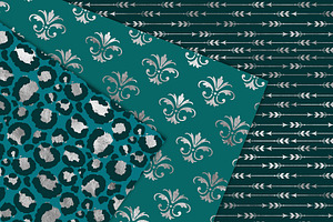 Teal And Silver Digital Paper