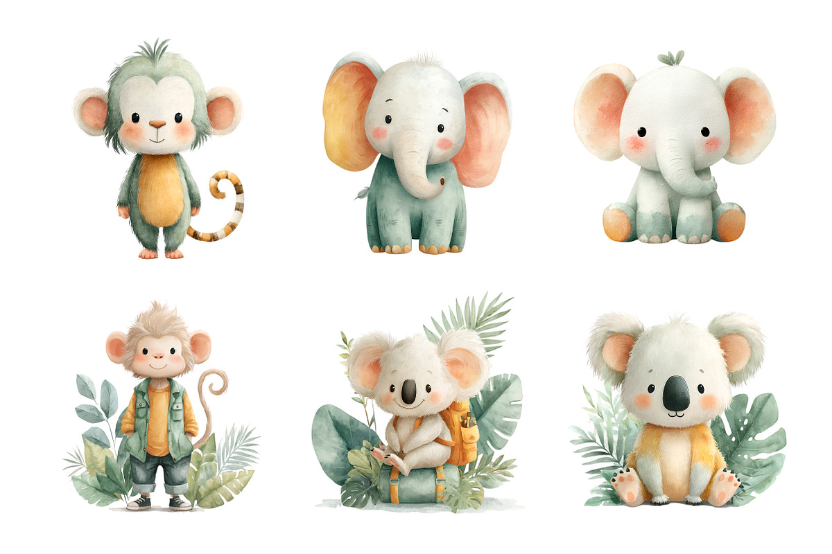 Cute Safari Animals Clipart, an Illustration by SinaCreation (Photo 10 of 11)