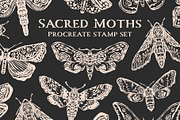 Procreate Stamps Magical Moths Brush, a Brush Add-On by MakeMyPlaceDesign (Thumbnail 1 of 2)