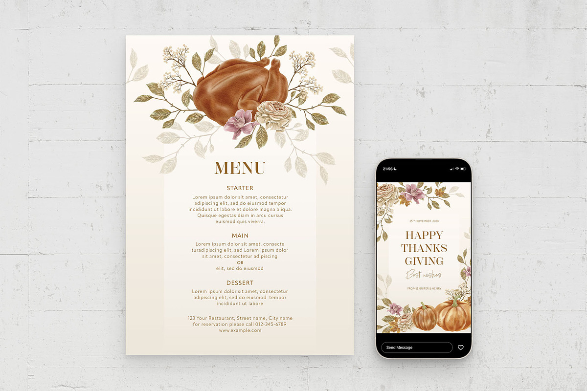 Thanksgiving Menu Card Flyer, a Card Template by BrandPacks (Photo 3 of 4)