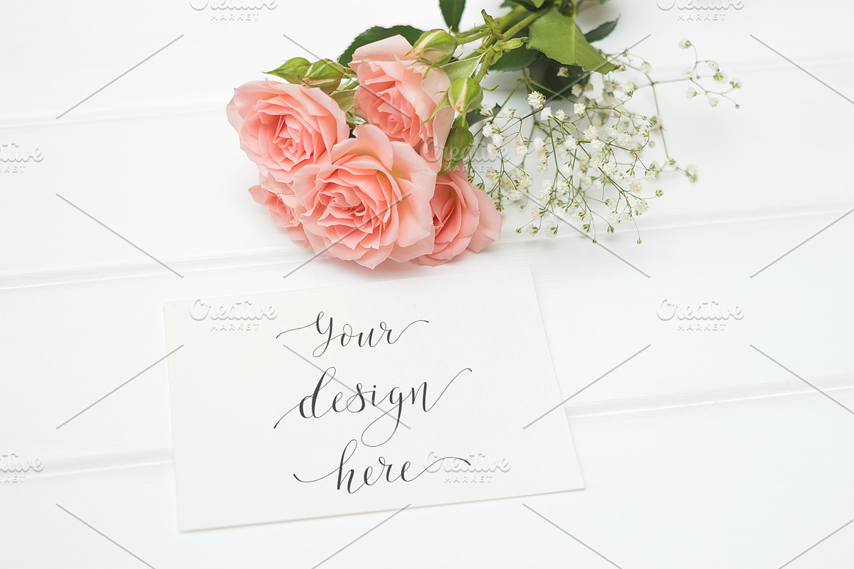 Mockup. Card. Roses. Love., a Print Template by Mockups4you