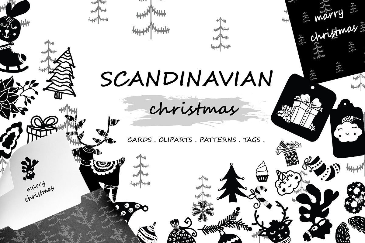 Scandinavian Christmas Elements, an Animal Illustration by Pixavics (Photo 1 of 5)