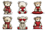 Valentine’s Day Teddy Clipart, an Illustration by Craft Nest (Thumbnail 7 of 11)
