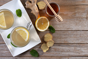 Ginger tea with honey and lemon in a cup., a Food & Drink Photo by etorres69