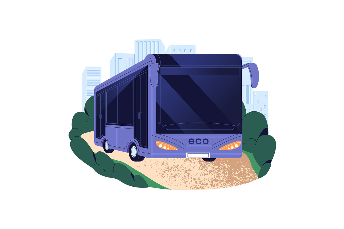 Eco city transport, green energy set, a Transportation Illustration by PaperTrident (Photo 5 of 6)