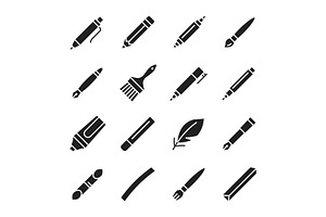 Tools for drawing glyph set, a Solid Icon by ElineDesign