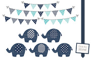Blue Elephant Clip Art and Patterns, an Illustration by Amanda Ilkov (Thumbnail 2 of 3)
