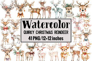 Quirky Christmas Reindeer, an Illustration by Design Market