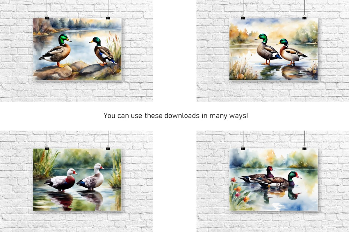 Watercolor Duck Pond Set 1, an Animal Illustration by Kat's Artful Creations (Photo 2 of 9)