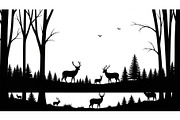 Wildlife Forest Silhouette Vector Bu, an Illustration by Designs_River (Thumbnail 38 of 51)