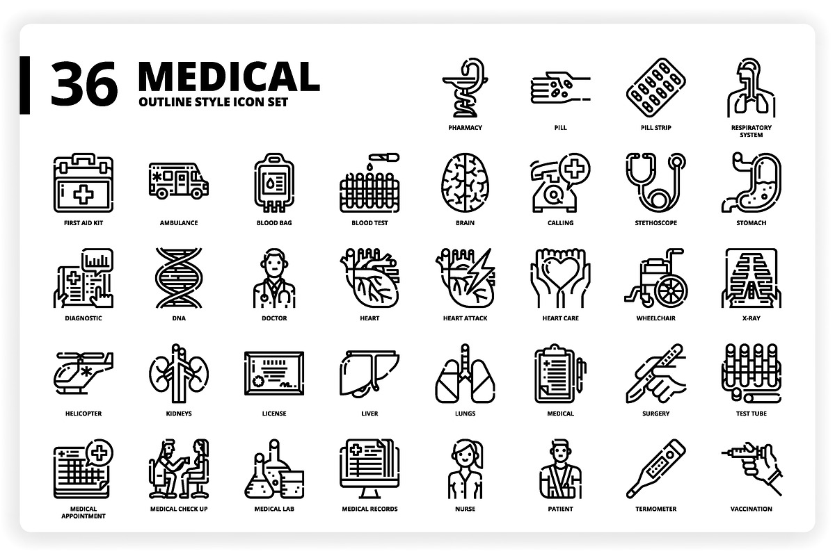 3,600 Icons x3 Styles, an Outline Icon by monkik (Photo 206 of 299)