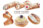 Italian Desserts Watercolor Clipart, a Food Illustration by Kolorata Art (Thumbnail 1 of 4)