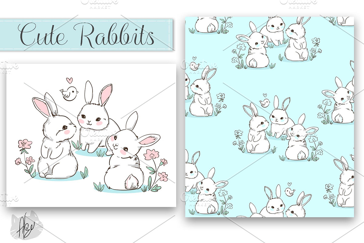 Seamless pattern Rabbit, a Pattern Graphic by Sweet_print (Photo 3 of 3)