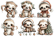 Whimsical Christmas Sloth Clipart, an Illustration by Pixels.Craft (Thumbnail 6 of 6)