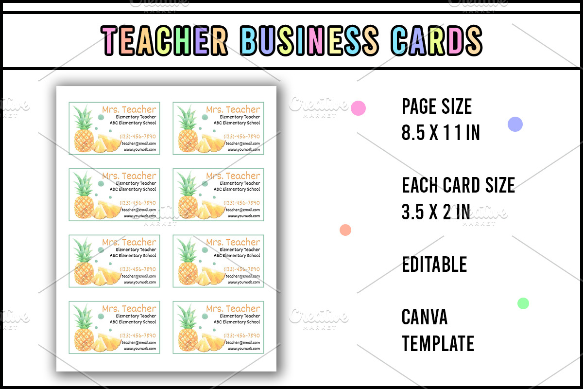 Pineapple teacher business card, a Print Template by HillTract