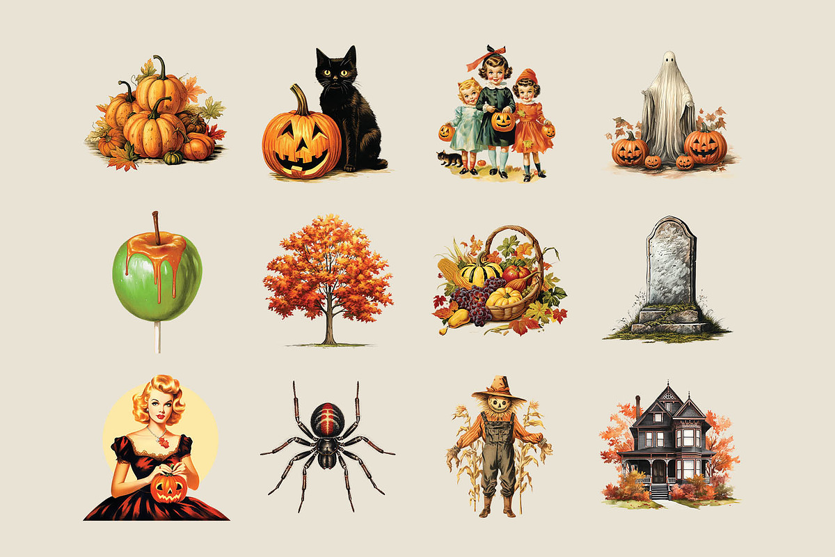 Vintage Halloween Graphics, an Object Graphic by GraphicsByKassy (Photo 2 of 9)