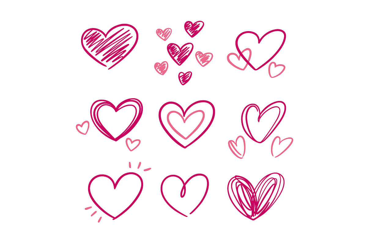 Doodle hearts, an Illustration by Cmeree