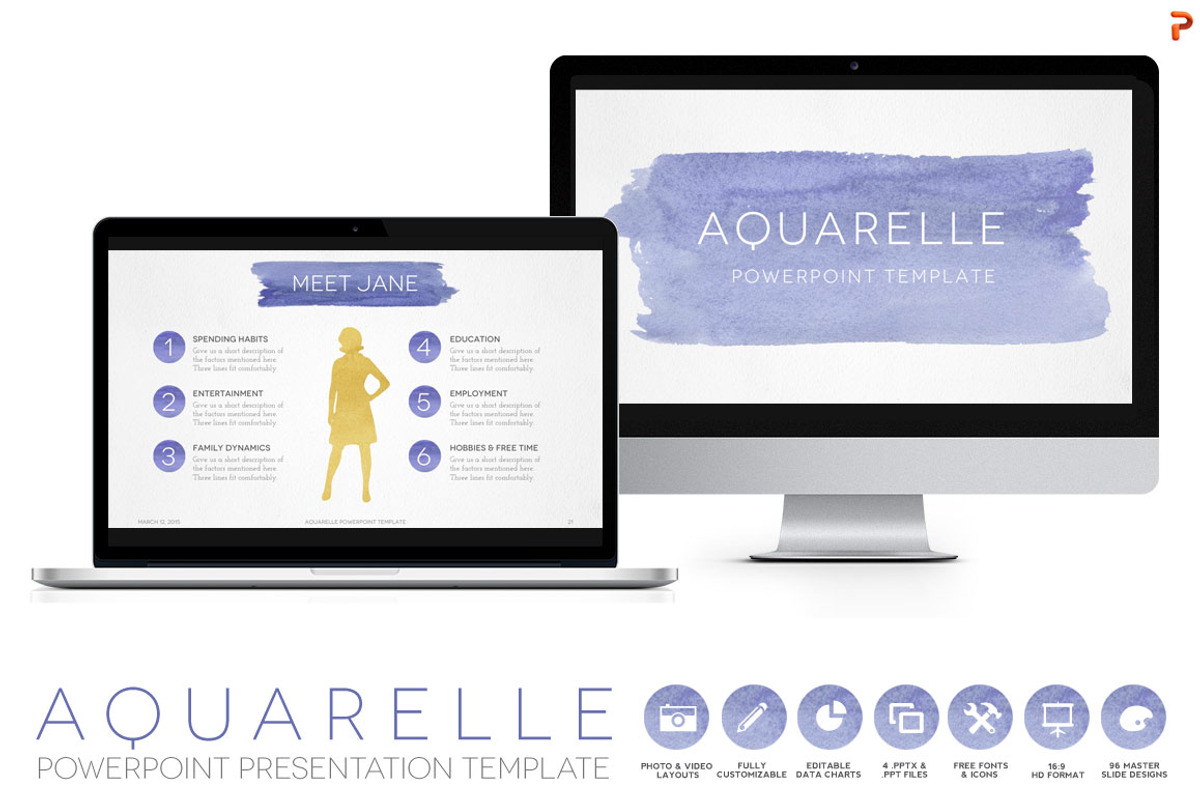 Aquarelle Powerpoint Template, a Presentation Template by Blixa 6 Studios (Photo 1 of 5)