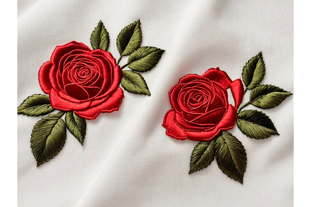 Embroidered Flowers Rose Background, a Background Graphic by IrySha (Photo 6 of 8)