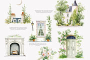 French Château watercolor clipart, a Decorative Illustration by Patishop Art (Thumbnail 5 of 10)