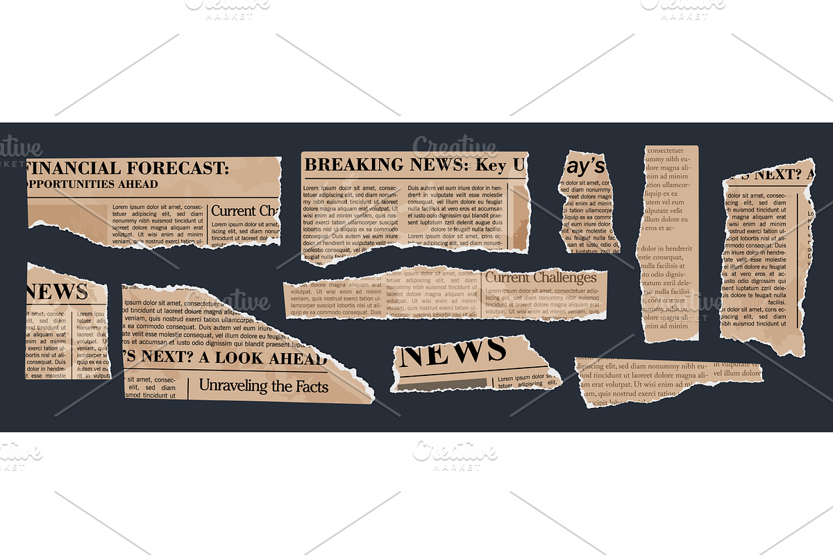 Torn newspaper. Old newspapers, an Illustration by Frogella
