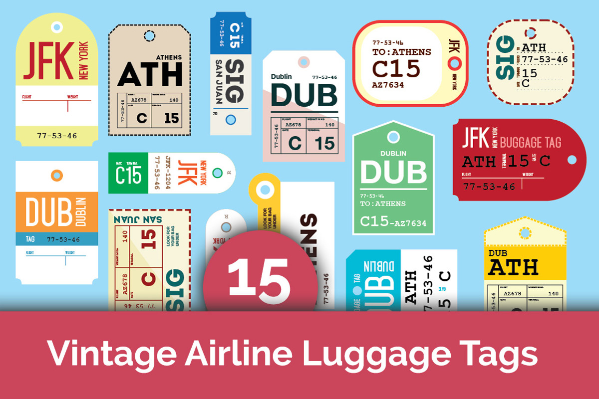 15 Vintage Airline Luggage Tags
