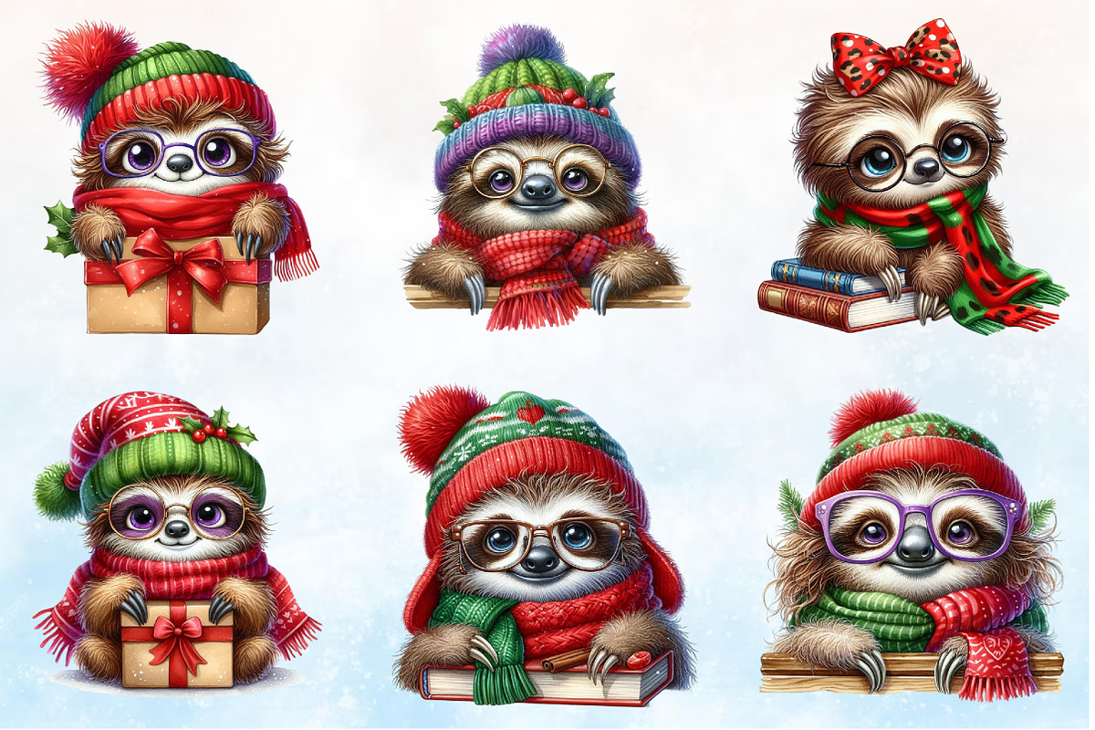 Watercolor Christmas Funny Cute slo, a Seasonal Illustration by Rose Art (Photo 3 of 7)