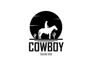 Silhouette Of Cowboy Logo Design