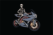 Skeleton Riding Motorcycle, an Object Illustration by nomlimo.com (Thumbnail 1 of 3)