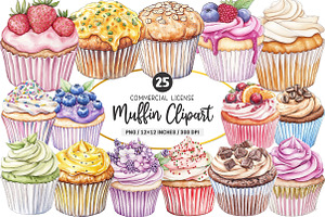 Muffin Watercolor Clipart, an Illustration by SinaCreation