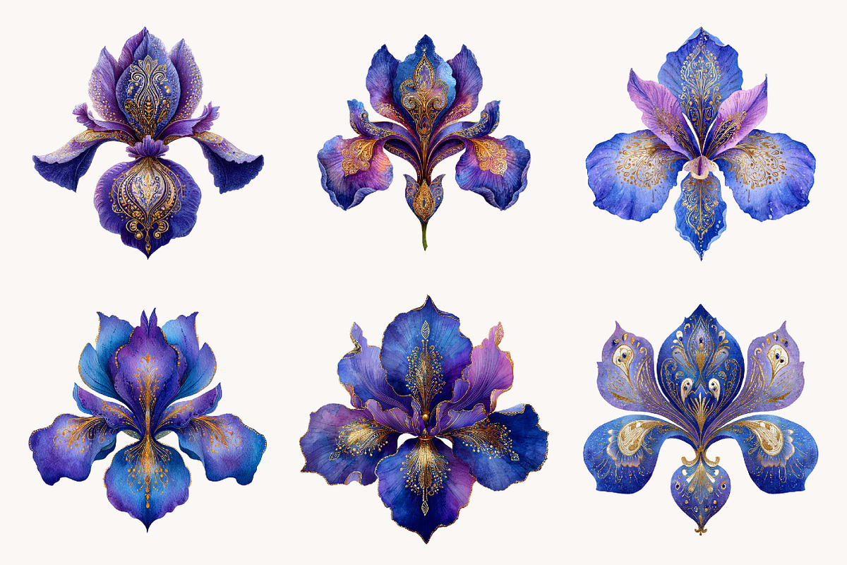 Iris Paisley Clipart Bundle, a Seasonal Illustration by Designworld (Photo 5 of 10)