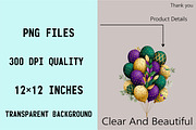 Watercolor Mardi Gras Balloons Clip, an Illustration by SVGArt (Thumbnail 4 of 8)