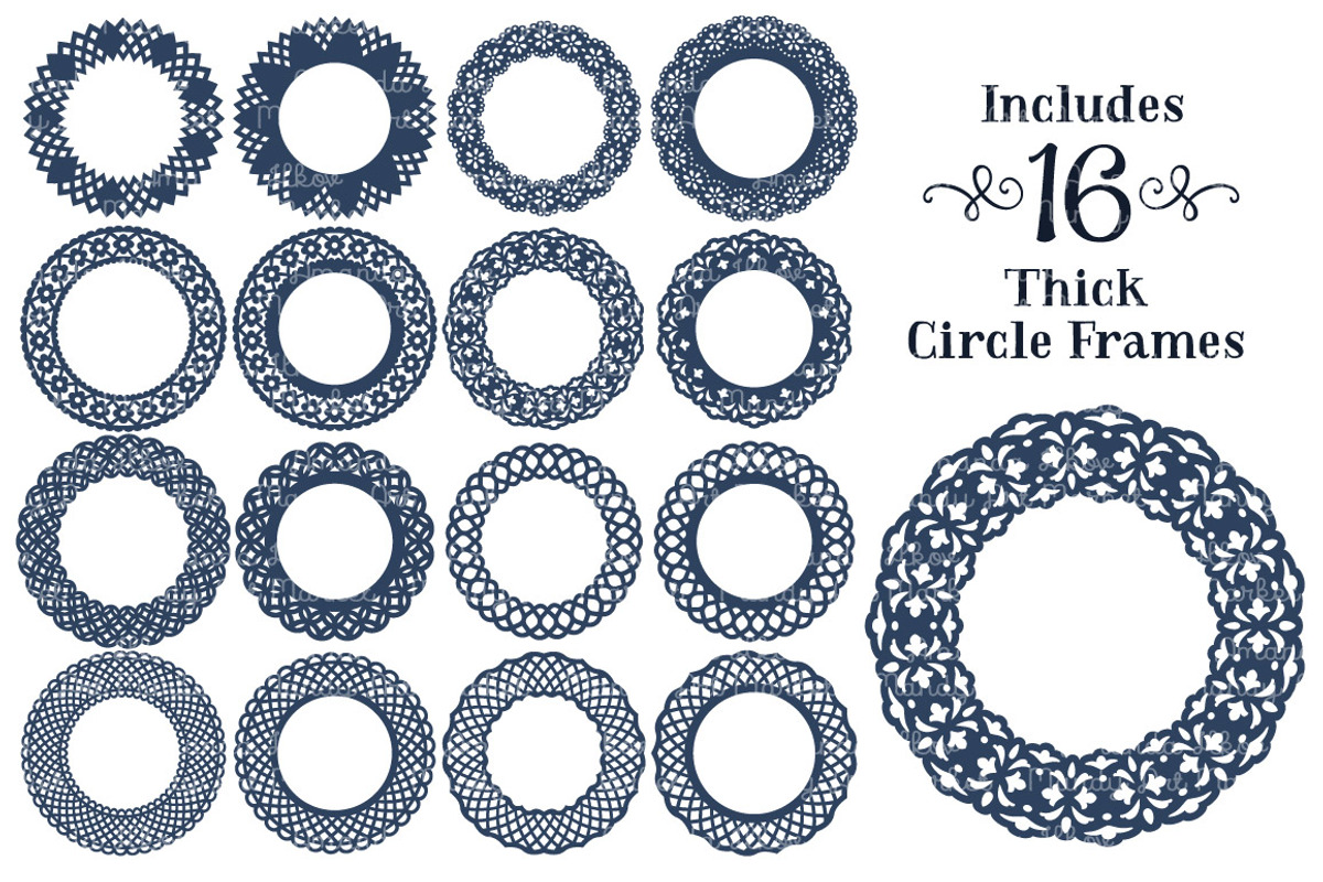 Navy Lace Circle Vector Frames, an Illustration by Amanda Ilkov (Photo 4 of 5)