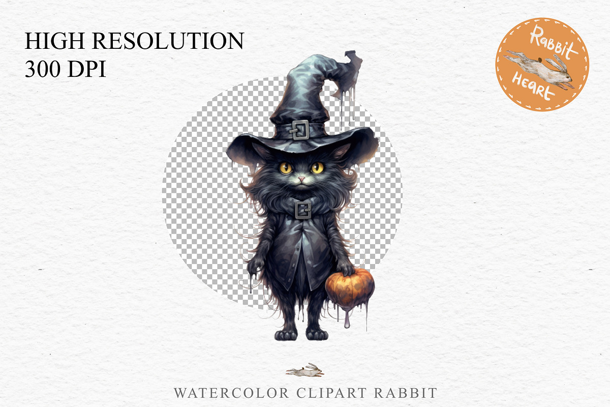 Halloween Witch Wizard Black Kitten, an Animal Illustration by Rabbit Heart (Photo 2 of 10)
