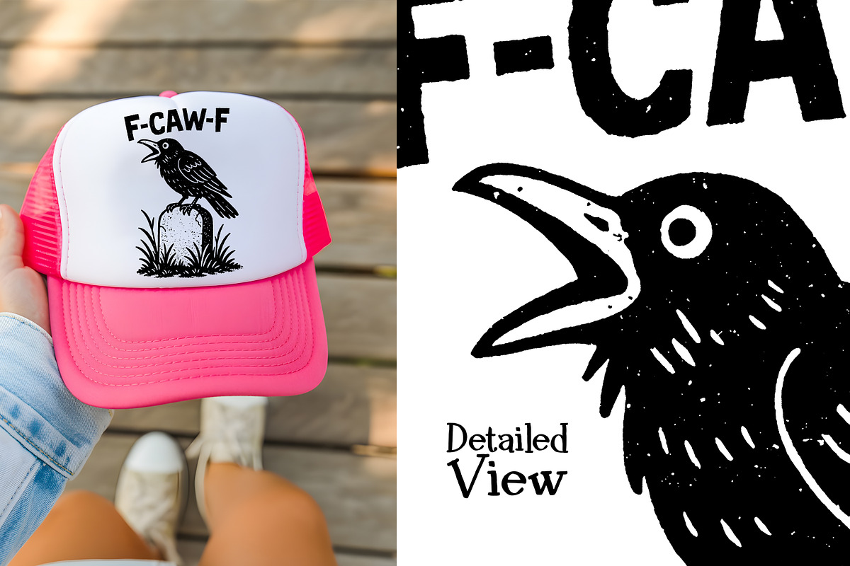 F-CAW-F Crow Sublimation PNG Set, an Animal Illustration by Heather Green Designs (Photo 5 of 5)