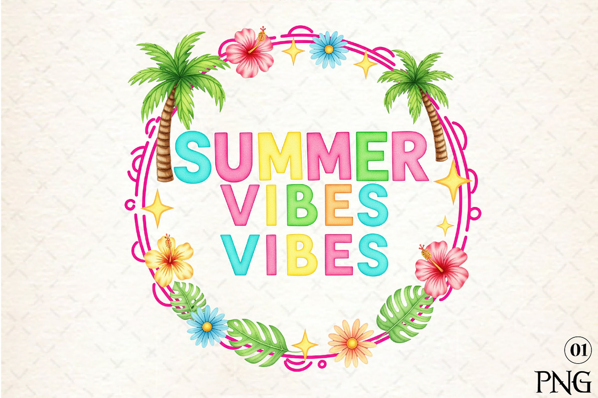 Summer Vibes PNG Colorful Summer Png, an Illustration by DreamArtGraphic (Photo 1 of 4)