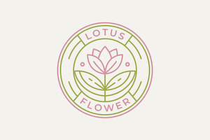 lotus flower badge line art logo, a Branding & Logo Template by Blazybone