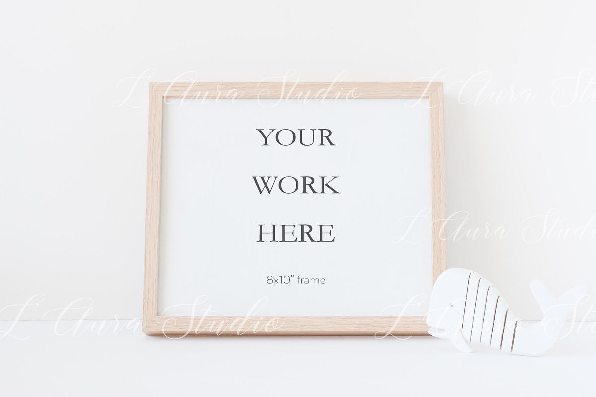 Horizontal frame mockup - wooden, a Print Template by L'Aura Studio